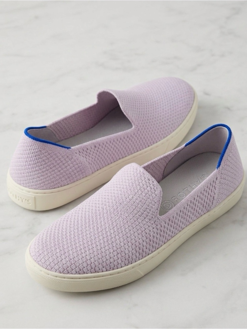 Rothy’s The Casual Slip On Lilac Diamond Lavender Sneakers Shoes Women’s 10